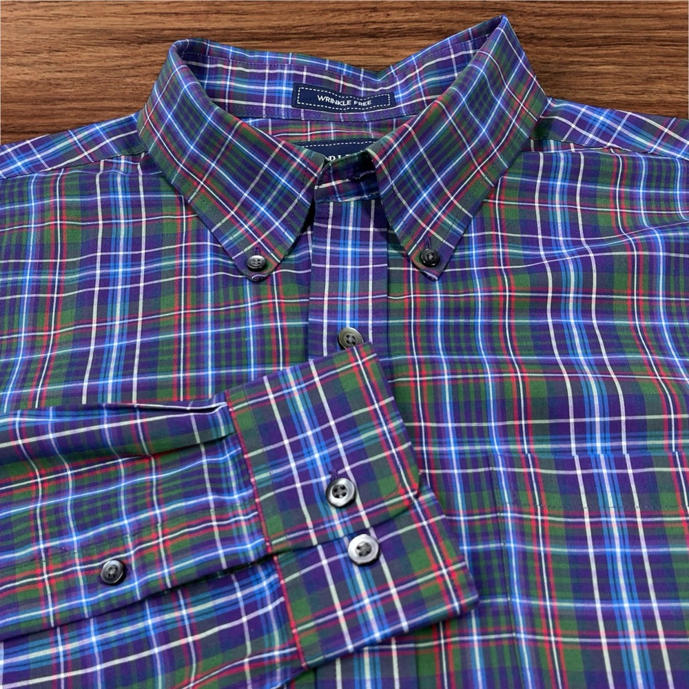 Saddlebred Men’s Long Sleeve Check Pattern Wrinkle Free Dress shirt. Large. - Picture 2 of 9